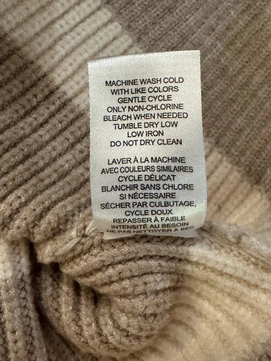 Striped Knit Cowl Neck Sweater in Cream and Taupe - Picture 8 of 8